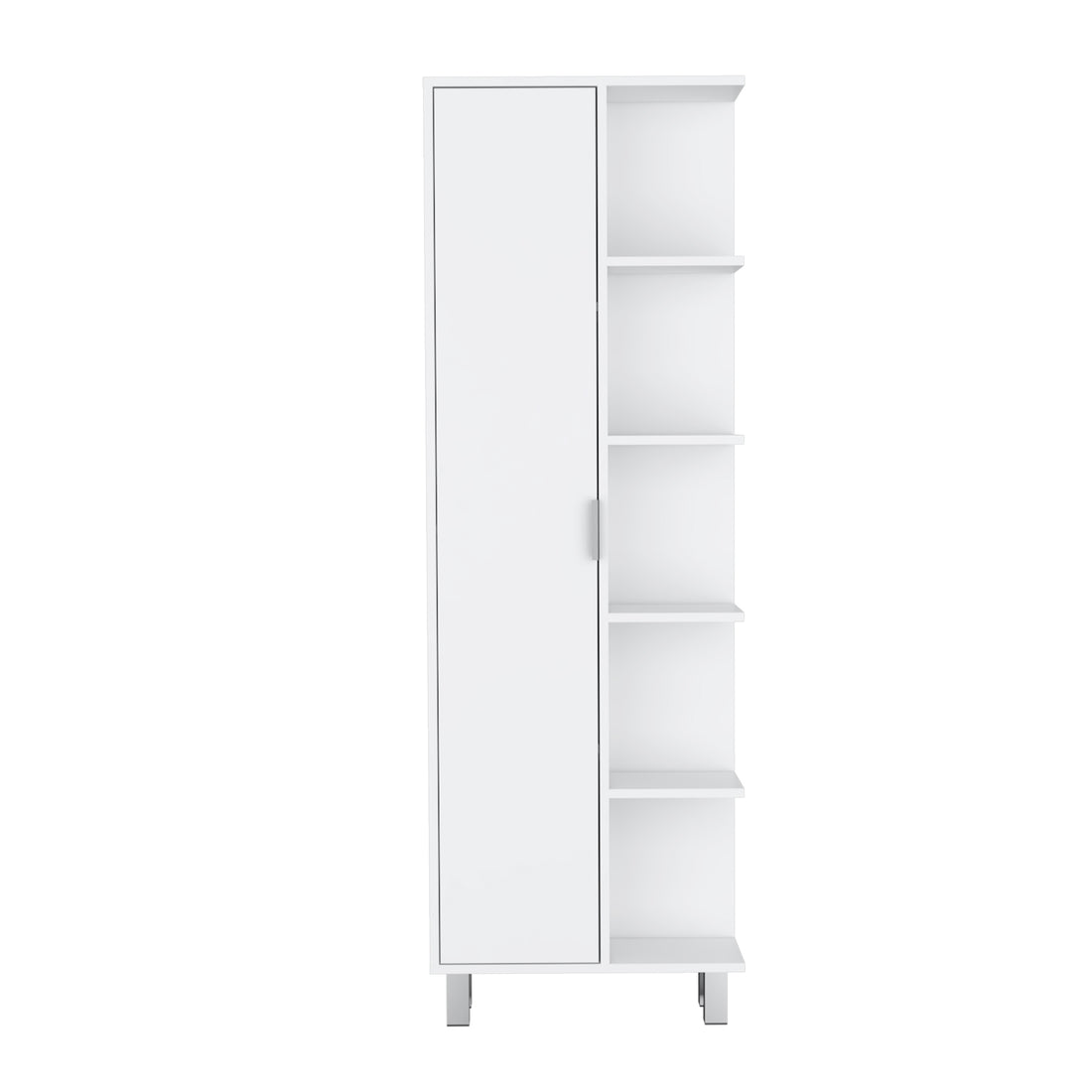 Crovie Linen 63 Inch High Bathroom Cabinet Storage Cabinet With Four Open Shelves White Bathroom Modern Mdf Engineered Wood Manual