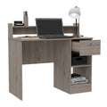 Charlotte Computer Desk With 2 Storage Shelves And Drawer Light Gray Computer Desk Office Modern Freestanding Pine Shelves Desk Rectangular Pine Engineered Wood