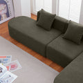 Modern L Shape Boucle Sofa With Curved Seat Facing Right Green Modern Boucle 4 Seat