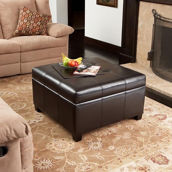 Richmond Kd Storage Ottoman Espresso Pu Leather