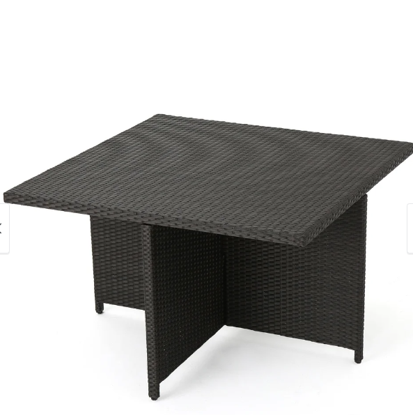 Puerta 48In Square Dining Table Black Rattan