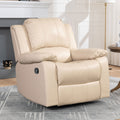 Swivel And Glider Recliner Chair Beige Faux Leather Manual Push Button Wood Primary Living Space Soft American Traditional Metal & Wood