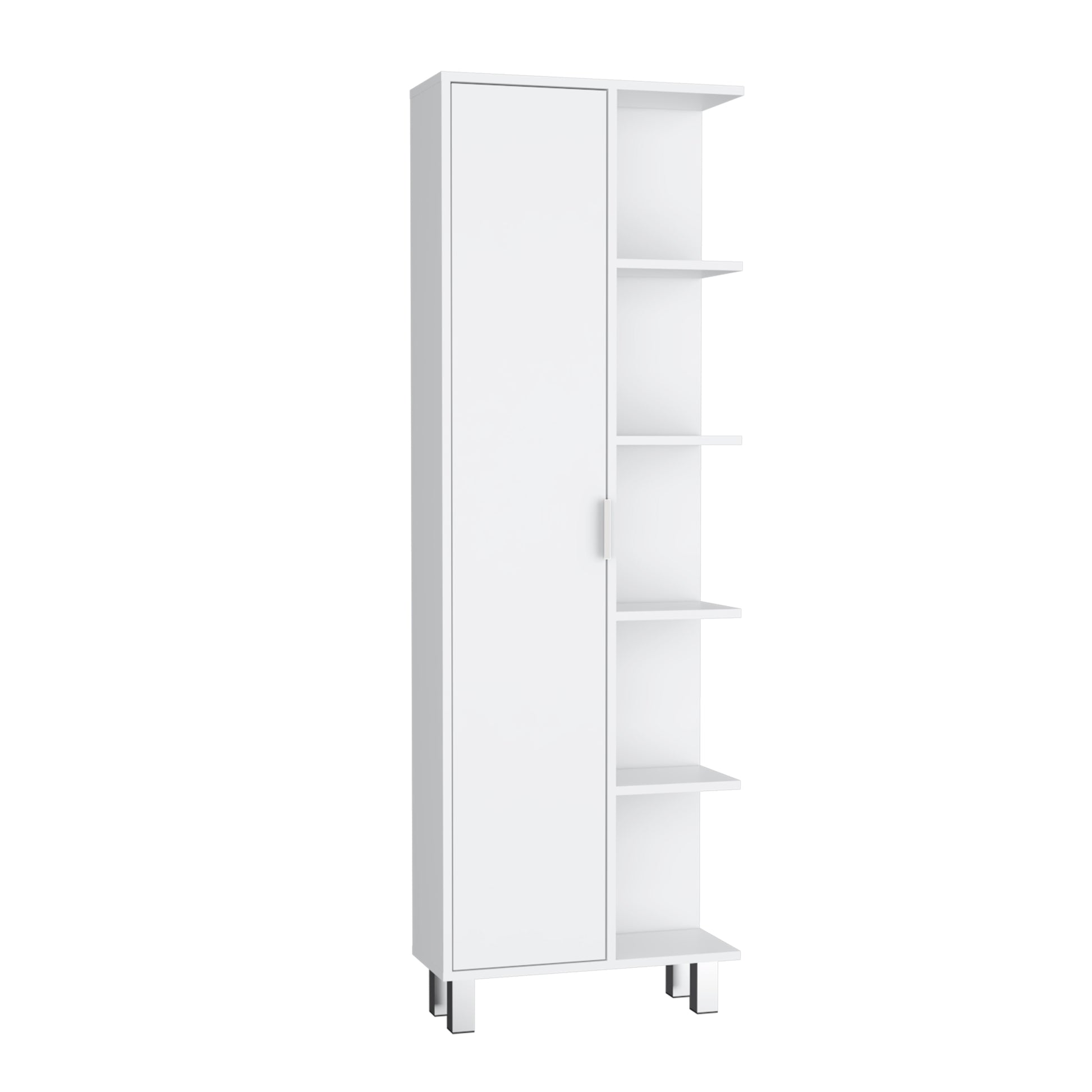 Crovie Linen 63 Inch High Bathroom Cabinet Storage Cabinet With Four Open Shelves White Bathroom Modern Mdf Engineered Wood Manual