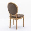 French Style Solid Wood Frame Antique Painting,Hand Pulled Buckle Decoration Pu Artificial Leather Dining Chair With Trim ,Wood Legs,Density Foam,Steel Spring Inner,Set Of 2,Brown,Sw1839Br Brown Dining Room American Design Dining Chairs Rubberwood Set Of