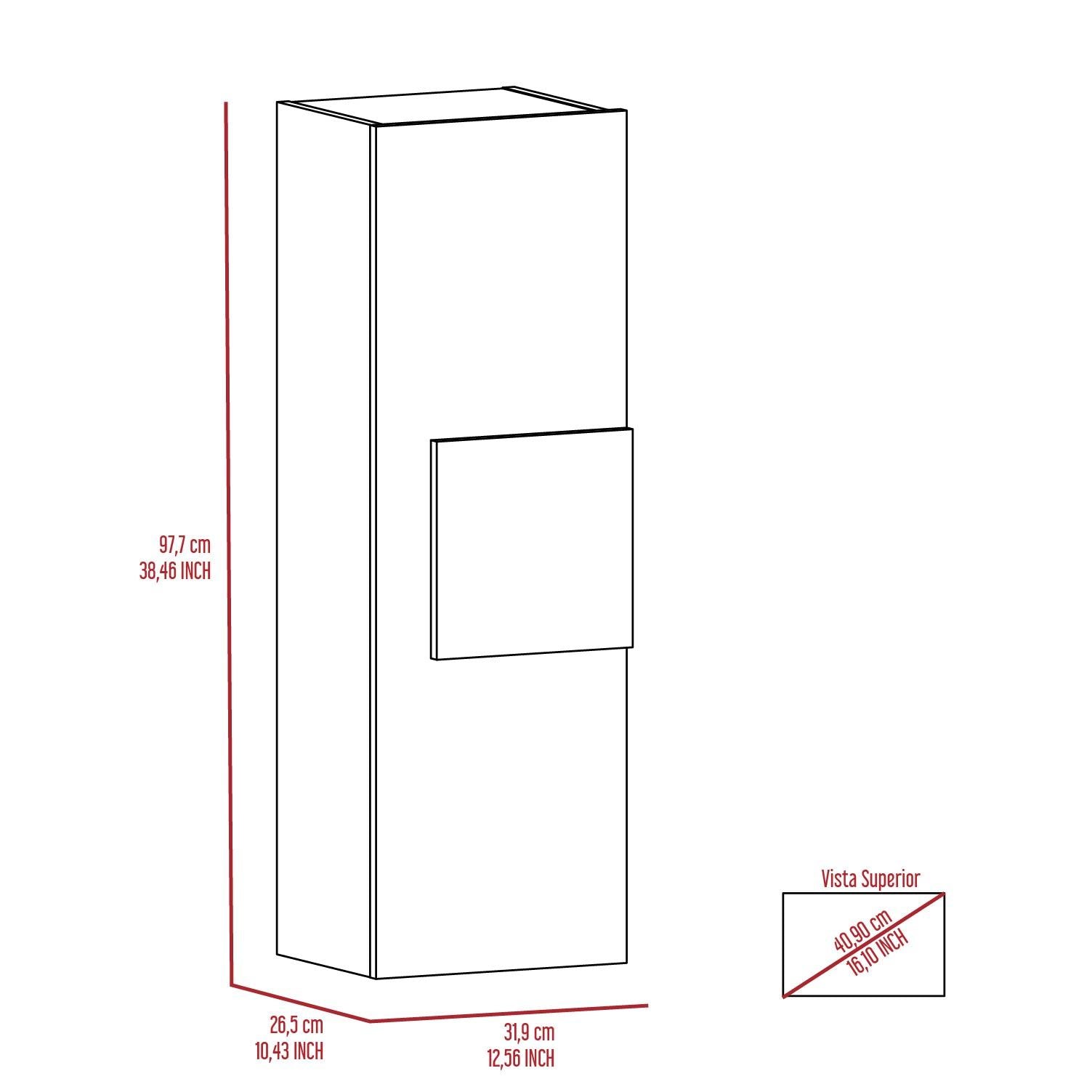 Medicine 38"H Single Door Cabinet, Three Shelves, Light Oak White Multicolor 1 3 Bathroom Wall Mounted Modern Particle Board Particle Board