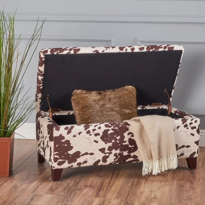 Storage Ottoman Brown Multi Fabric