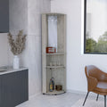 Chicago Corner Bar Cabinet, Rack, Glass Door Grey Dining Room Modern Mdf Shelves Included Engineered Wood