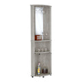 Chicago Corner Bar Cabinet, Rack, Glass Door Grey Dining Room Modern Mdf Shelves Included Engineered Wood