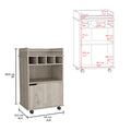 Phoenix Bar Cart With 2 Open Shelves 4 Cubbies And Cabinet Beige Primary Living Space Modern Mdf Engineered Wood