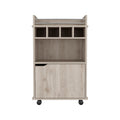 Phoenix Bar Cart With 2 Open Shelves 4 Cubbies And Cabinet Beige Primary Living Space Modern Mdf Engineered Wood