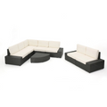 Santa Cruz Outdoor 8 Piece Sectional Set Yes Dark Brown Garden & Outdoor Sectional Seating Groups Pe Rattan Iron Waterproof Fabric