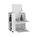 Glasgow Bar Cart Two Pull Down Door Cabinets And Two Open Shelves Freestanding 1 2 Spaces White Primary Living Space Mdf Engineered Wood