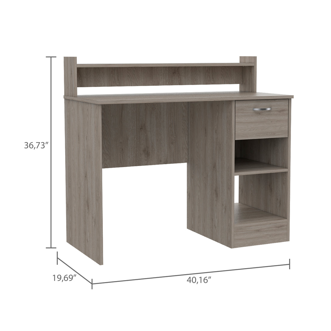 Charlotte Computer Desk With 2 Storage Shelves And Drawer Light Gray Computer Desk Office Modern Freestanding Pine Shelves Desk Rectangular Pine Engineered Wood