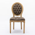 French Style Solid Wood Frame Antique Painting,Hand Pulled Buckle Decoration Pu Artificial Leather Dining Chair With Trim ,Wood Legs,Density Foam,Steel Spring Inner,Set Of 2,Brown,Sw1839Br Brown Dining Room American Design Dining Chairs Rubberwood Set Of