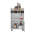 Phoenix Bar Cart With 2 Open Shelves 4 Cubbies And Cabinet Freestanding 1 2 Spaces Natural White Primary Living Space Shelves Included Modern Mdf Engineered Wood