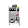 Phoenix Bar Cart With 2 Open Shelves 4 Cubbies And Cabinet White Primary Living Space Modern Mdf Engineered Wood