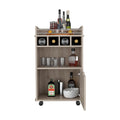 Phoenix Bar Cart With 2 Open Shelves 4 Cubbies And Cabinet Freestanding 1 2 Spaces Beige Primary Living Space Shelves Included Modern Mdf Engineered Wood