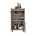 Phoenix Bar Cart With 2 Open Shelves 4 Cubbies And Cabinet Beige Primary Living Space Modern Mdf Engineered Wood