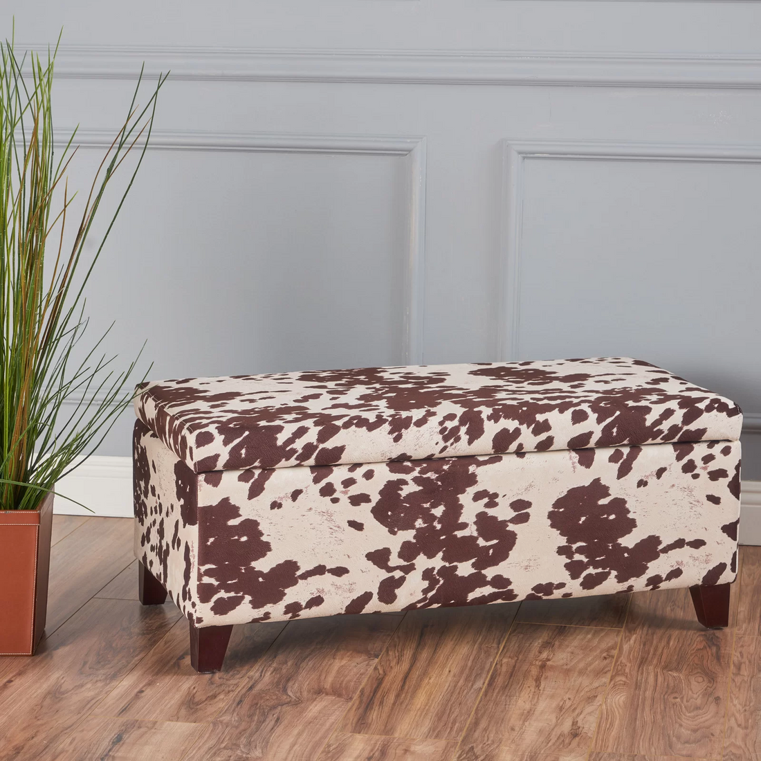 Storage Ottoman Brown Multi Fabric