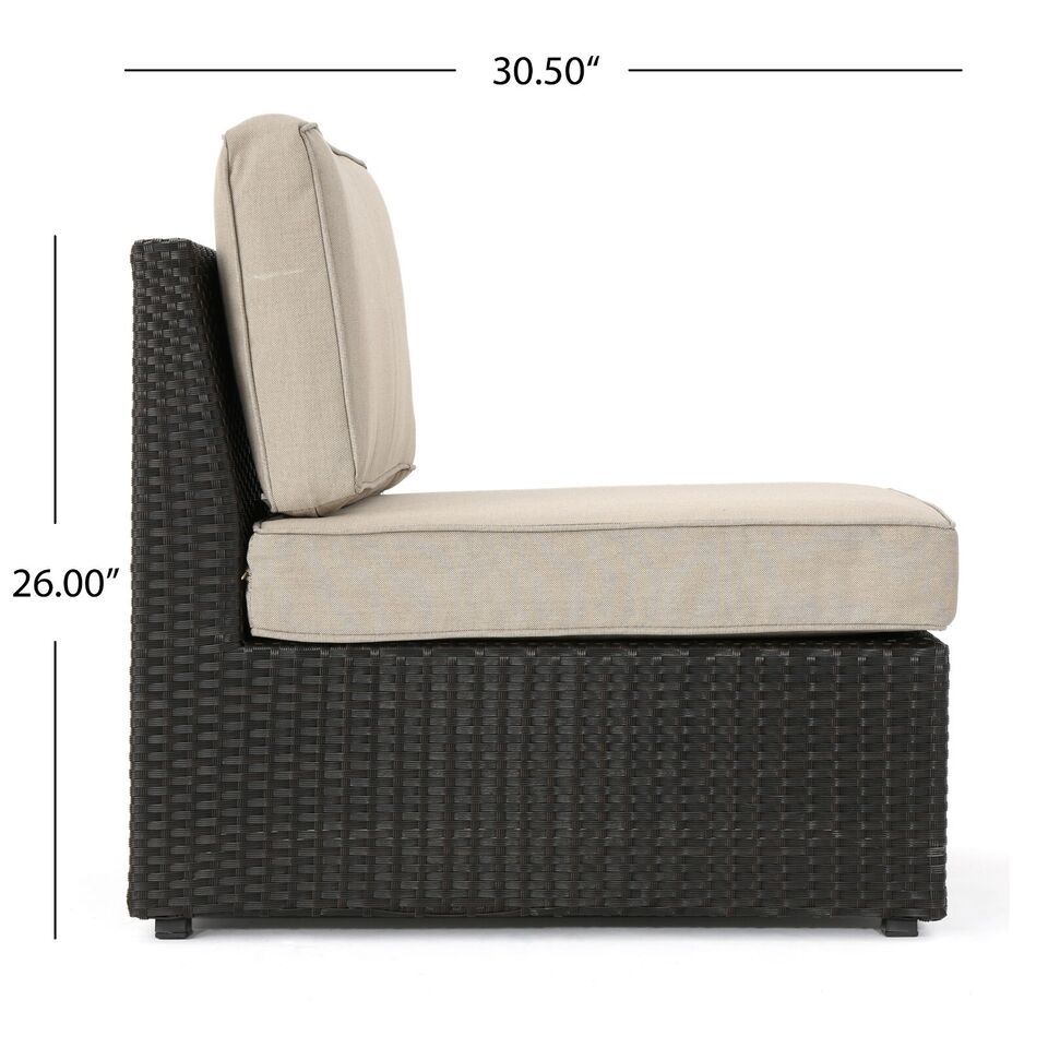 Santa Cruz Outdoor 8 Piece Sectional Set Yes Dark Brown Garden & Outdoor Sectional Seating Groups Pe Rattan Iron Waterproof Fabric