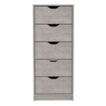 Basilea 5 Drawers Tall Dresser, Pull Out System Grey Bedroom Modern Mdf Engineered Wood