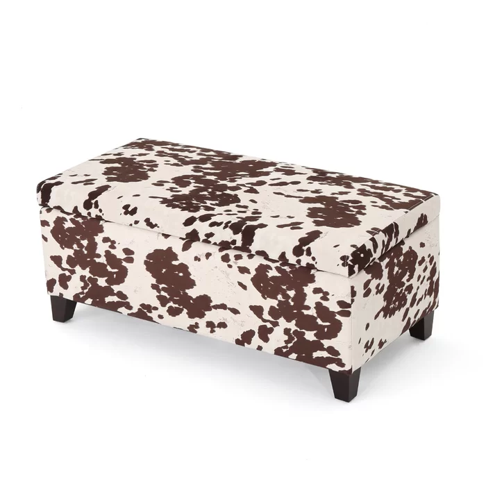 Storage Ottoman Brown Multi Fabric