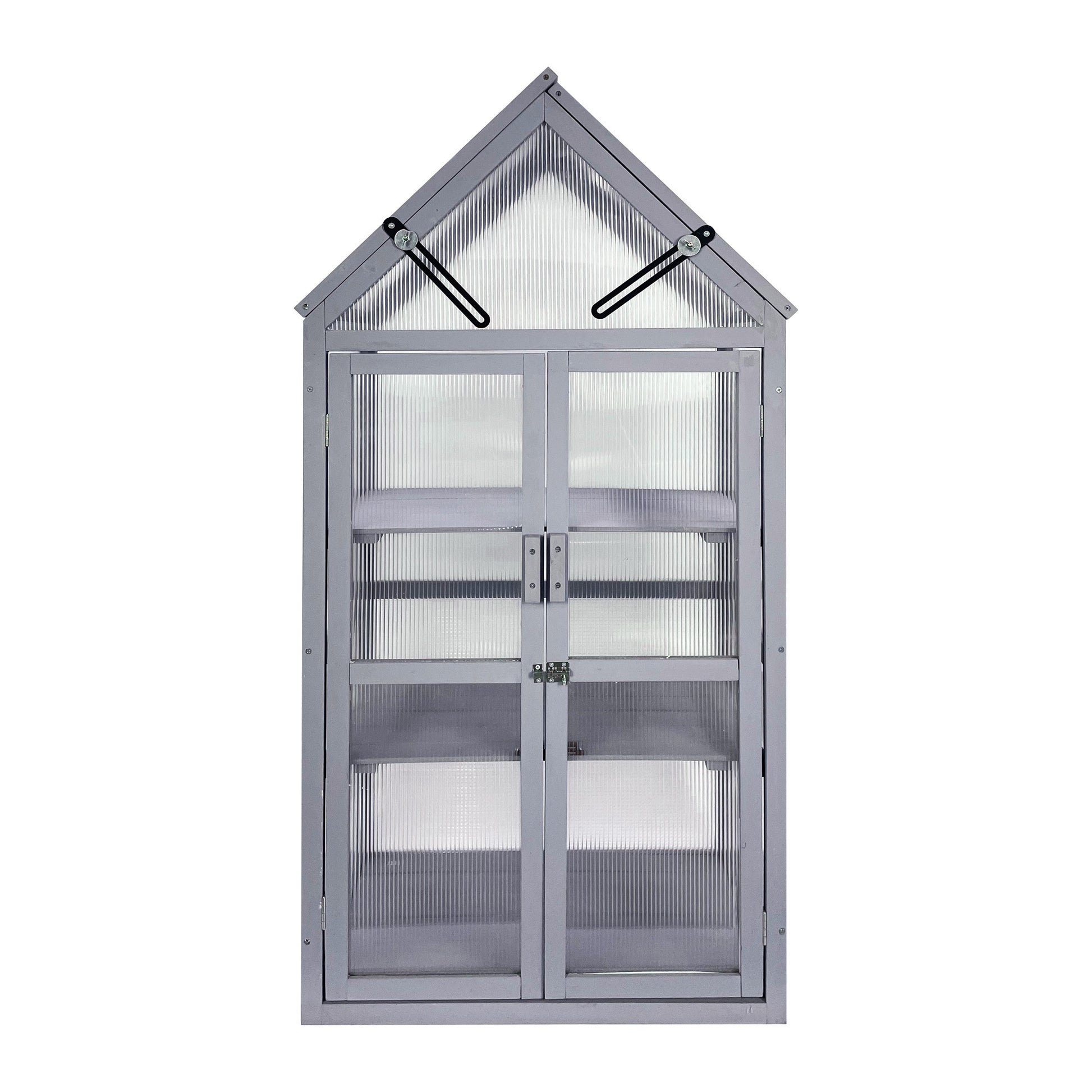 Mini Greenhouse Kit Outdoor Small Green House, Wood, Plant Stand For Indoor Garden & Patio Balcony Apartments Porch Terrace Outsid Accessories, Uv Resistant, Gray Gray Garden & Outdoor Wood