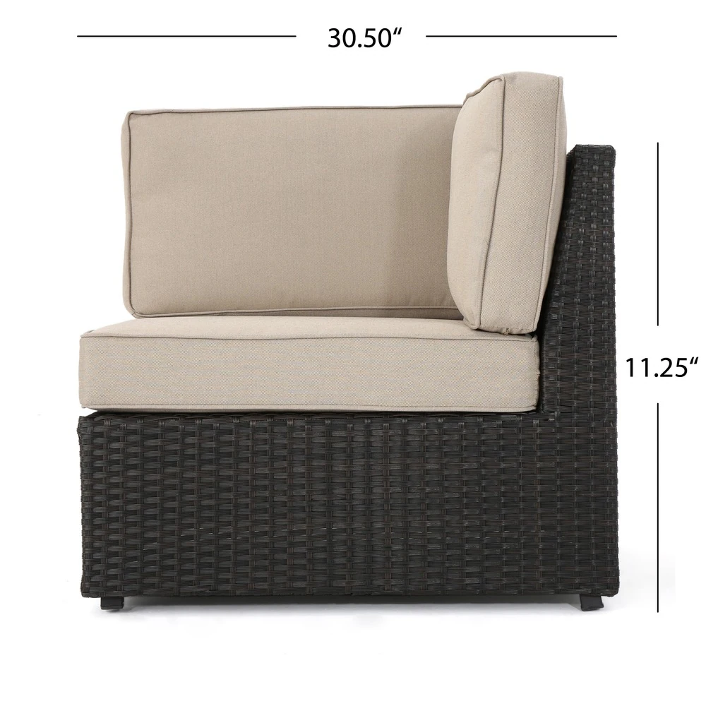 Santa Cruz Outdoor 8 Piece Sectional Set Yes Dark Brown Garden & Outdoor Sectional Seating Groups Pe Rattan Iron Waterproof Fabric