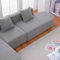 Modern L Shape Boucle Sofa With Curved Seat Facing Left Gray Modern Boucle