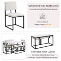Modern Faux Marble 6 Piece Dining Table Set,60Inch Metal Kitchen Table Set With Upholstered Dining Chairs And Bench, Black Metal Dining Room Bench Seating Rectangular Dining Table With Chair And Bench Metal Wood Black Seats 6 60 Inches Farmhouse Trestle