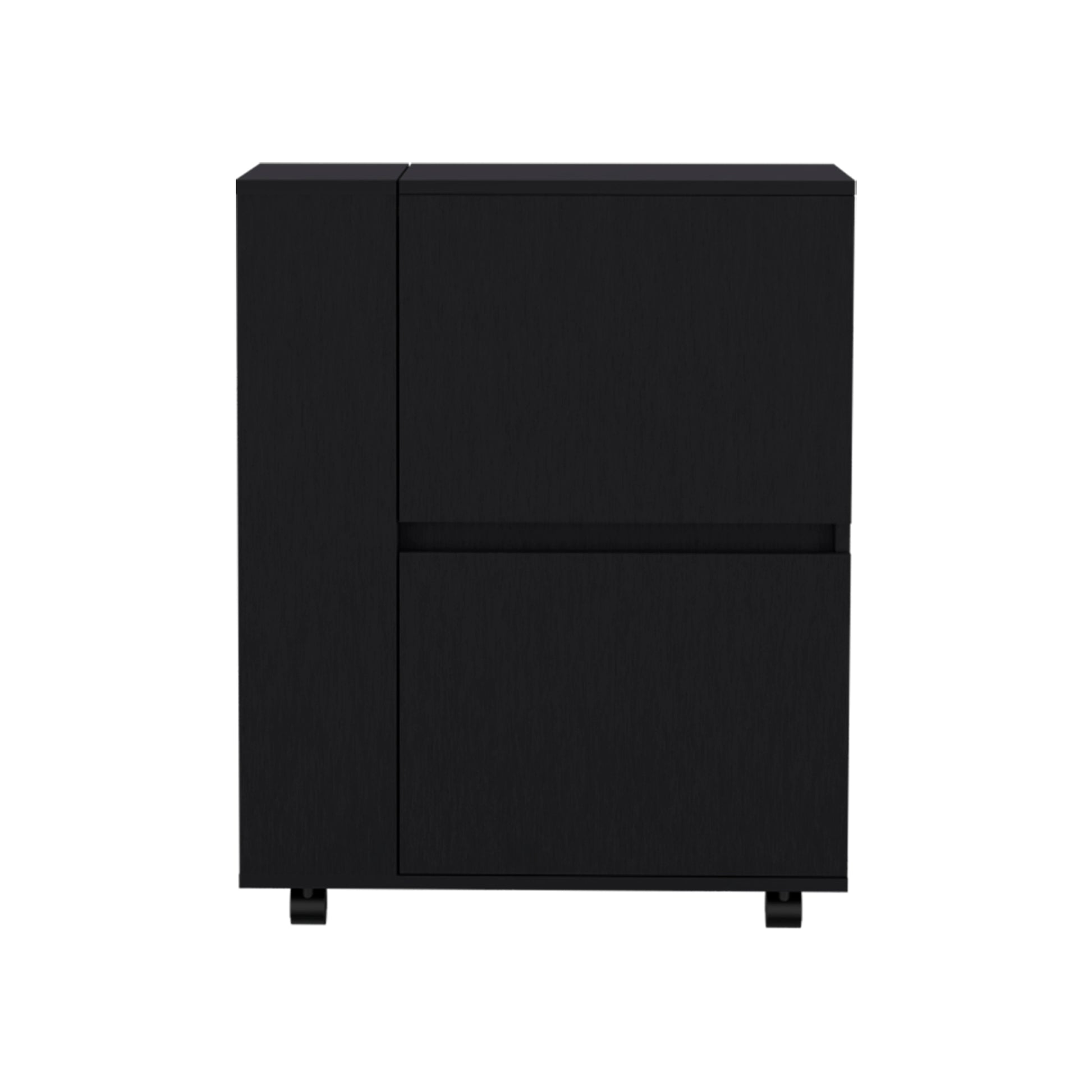 Glasgow Bar Cart Two Pull Down Door Cabinets And Two Open Shelves Freestanding 1 2 Spaces Black Primary Living Space Shelves Included Modern Mdf Engineered Wood