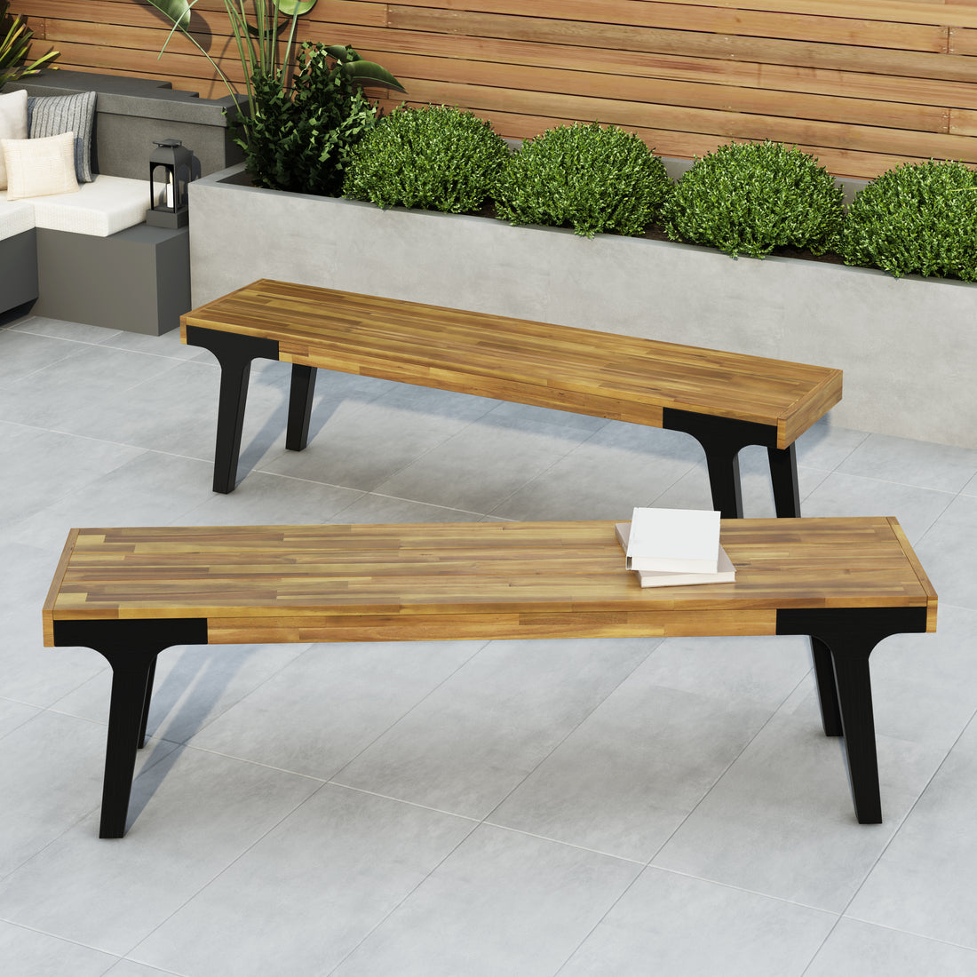 Bench Set Of 2 Teak Wood