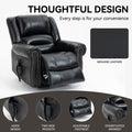 Power Lift Recliner Chair Heat Massage Dual Motor Infinite Position Up To 350 Lbs, Genuine Leather, Heavy Duty Motion Mechanism With Usb Ports, Black White Metal Primary Living Space Heavy Duty Pine Black Genuine Leather Power Remote Medium Firm Pillow