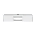 Glen Floating Tv Stand With Side Doors And Central Media Shelf White Primary Living Space 50 59 Inches Modern Mdf Engineered Wood