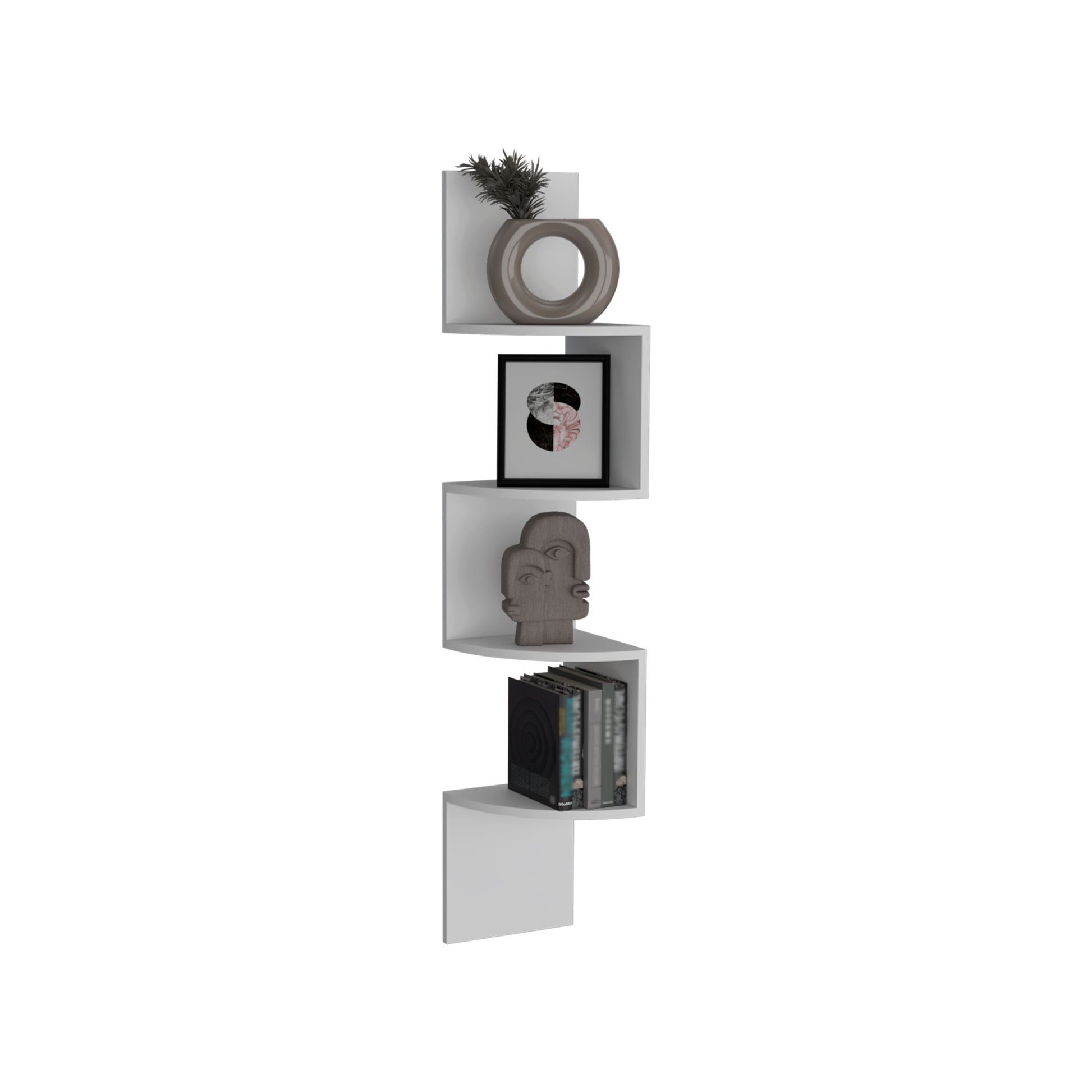 Rosset Corner Shelf, Modern Full Wall Design With Multiple Shelving White Kitchen Wall Mounted Modern Mdf Engineered Wood