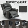 Power Lift Recliner Chair Heat Massage Dual Motor Infinite Position Up To 350 Lbs, Faux Leather, Heavy Duty Motion Mechanism With Usb Ports, Grey White Metal Primary Living Space Heavy Duty Pine Grey Faux Leather Power Remote Medium Firm Pillow Back