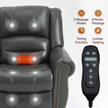 Power Lift Recliner Chair Heat Massage Dual Motor Infinite Position Up To 350 Lbs, Faux Leather, Heavy Duty Motion Mechanism With Usb Ports, Grey White Metal Primary Living Space Heavy Duty Pine Grey Faux Leather Power Remote Medium Firm Pillow Back