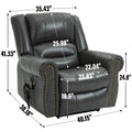 Power Lift Recliner Chair Heat Massage Dual Motor Infinite Position Up To 350 Lbs, Faux Leather, Heavy Duty Motion Mechanism With Usb Ports, Grey White Metal Primary Living Space Heavy Duty Pine Grey Faux Leather Power Remote Medium Firm Pillow Back