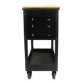 3 Drawers Multifunctional Tool Cart With Wheels And Wooden Top Black Red Metal