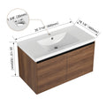 Brown 36 Inch Bathroom Vanity With Resin Countertop Sink, 2 Doors Bathroom Cabinet Set Brown Bathroom American Design Engineered Wood