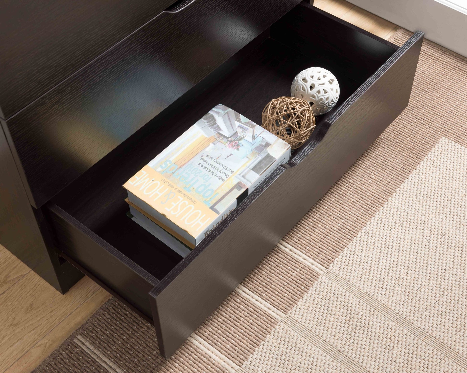 Modern Dark Chocolate Three Drawer Chest And Clothes Storage Cabinet With Metal Drawer Glides Espresso Particle Board Mdf