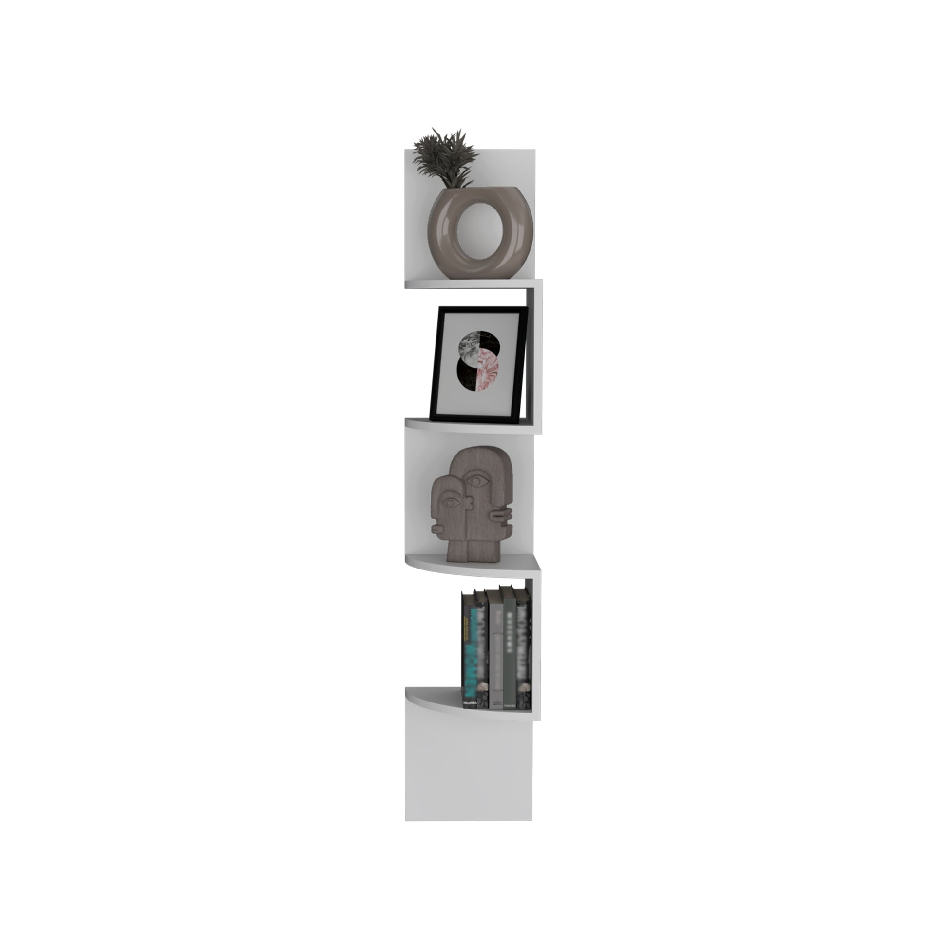 Rosset Corner Shelf, Modern Full Wall Design With Multiple Shelving White Kitchen Wall Mounted Modern Mdf Engineered Wood