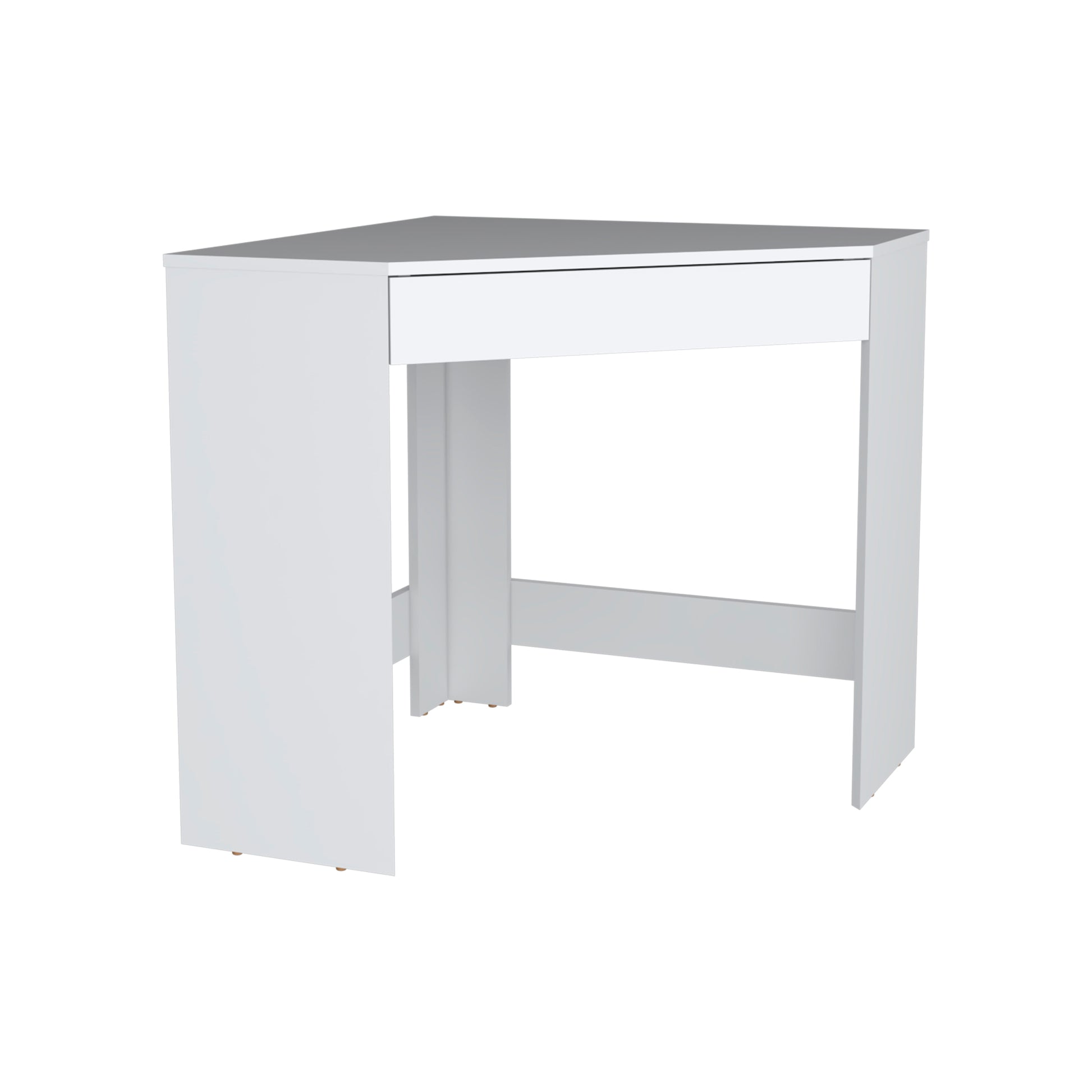 Amity Corner Desk With Spacious Drawer And Optimal Workstation White Computer Desk Office Modern Freestanding Corner Shelves Desk Rectangular Mdf Engineered Wood