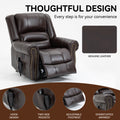 Power Lift Recliner Chair Heat Massage Dual Motor Infinite Position Up To 350 Lbs, Faux Leather, Heavy Duty Motion Mechanism With Usb Ports, Brown White Metal Primary Living Space Heavy Duty Pine