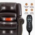 Power Lift Recliner Chair Heat Massage Dual Motor Infinite Position Up To 350 Lbs, Faux Leather, Heavy Duty Motion Mechanism With Usb Ports, Brown White Metal Primary Living Space Heavy Duty Pine