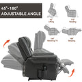 Power Lift Recliner Chair Heat Massage Dual Motor Infinite Position Up To 350 Lbs, Faux Leather, Heavy Duty Motion Mechanism With Usb Ports, Grey White Metal Primary Living Space Heavy Duty Pine Grey Faux Leather Power Remote Medium Firm Pillow Back