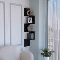 Rosset Corner Shelf, Modern Full Wall Design With Multiple Shelving Black Primary Living Space Modern Mdf Engineered Wood