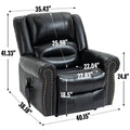 Power Lift Recliner Chair Heat Massage Dual Motor Infinite Position Up To 350 Lbs, Genuine Leather, Heavy Duty Motion Mechanism With Usb Ports, Black White Metal Primary Living Space Heavy Duty Pine Black Genuine Leather Power Remote Medium Firm Pillow