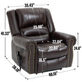 Power Lift Recliner Chair Heat Massage Dual Motor Infinite Position Up To 350 Lbs, Faux Leather, Heavy Duty Motion Mechanism With Usb Ports, Brown White Metal Primary Living Space Heavy Duty Pine