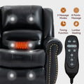 Power Lift Recliner Chair Heat Massage Dual Motor Infinite Position Up To 350 Lbs, Genuine Leather, Heavy Duty Motion Mechanism With Usb Ports, Black White Metal Primary Living Space Heavy Duty Pine Black Genuine Leather Power Remote Medium Firm Pillow